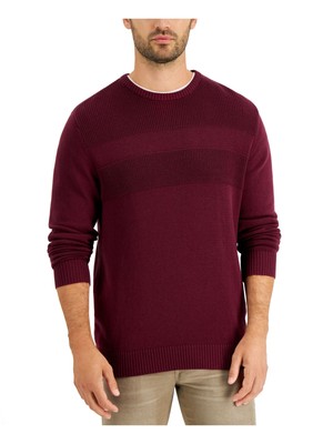 

CLUBROOM Mens Maroon Crew Neck Classic Fit Pullover Sweater