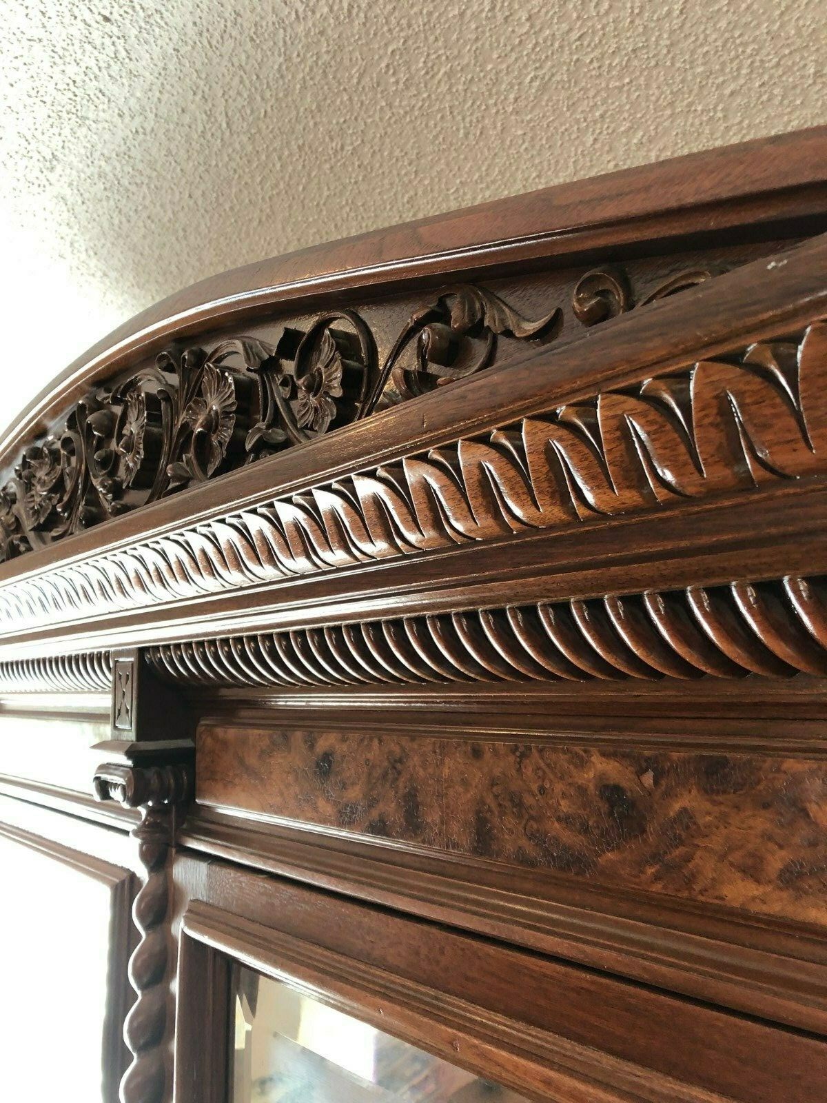 Antique 19th Century Carved Walnut Armoire wardrobe