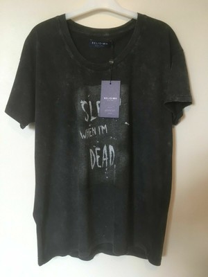 Religion Unisex Sleep When I'm Dead T-Shirt Size S/10 BNWT Black Stone Wash
