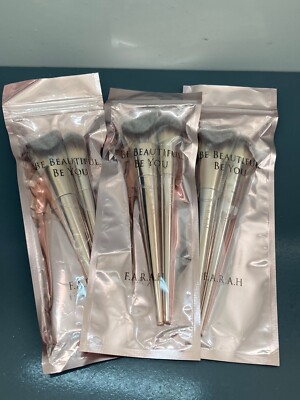 3x FARAH Makeup Brushes Chisel Contour Brush & Fluffy Highlight Brush (Set of 2)