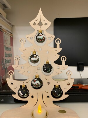 SAICO Original Wooden Christmas Tree With Balls Candle Hander  Made in Germany 
