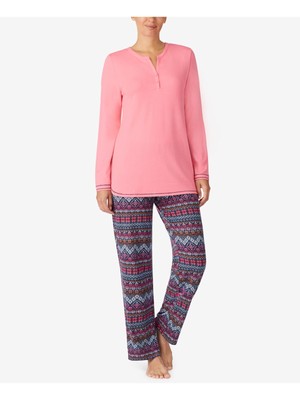 

Розовая футболка с длинным рукавом CUDDL DUDS, прямые брюки, Розовый