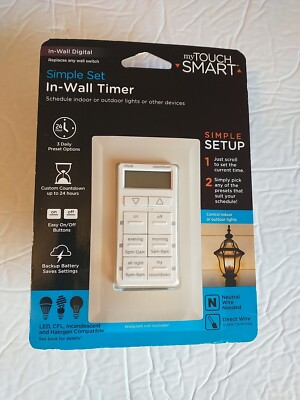 Jasco My Touch Smart In-Wall Digital Timer White New Sealed Simple Set Up 25055
