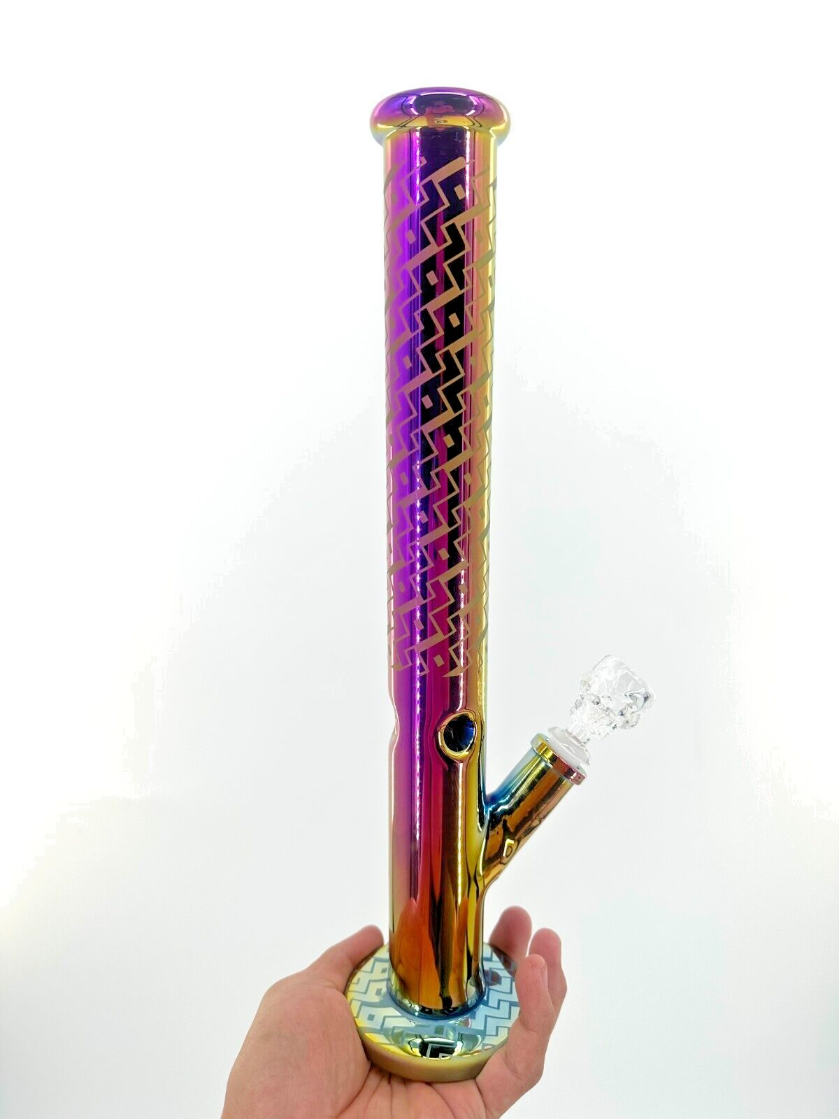 16" Heavy Glass Bong Water Pipes with 14mm Skull Bubbler Unique Design USA