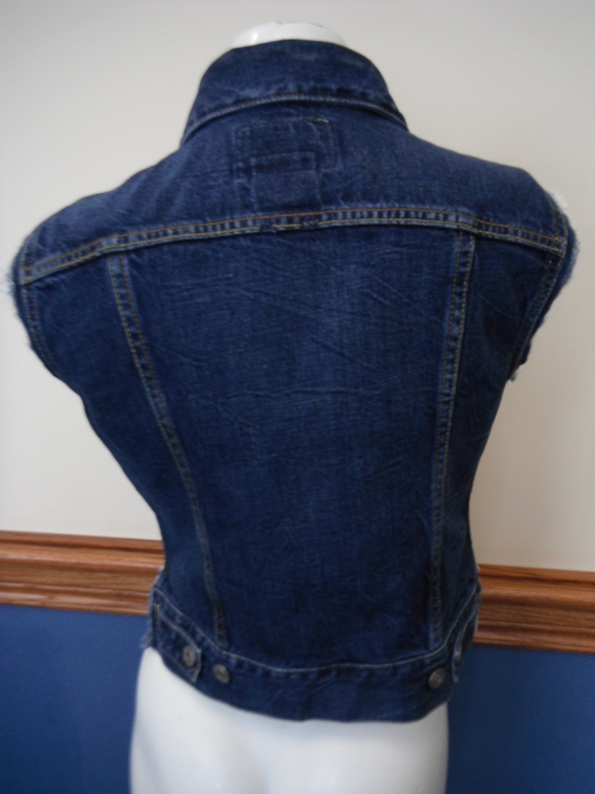 RARE GAP late '90's made in ITALY painted indigo distressed cropped denim vest S