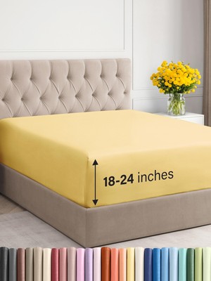 Extra Deep Full Fitted Sheet - Hotel Luxury Single Fitted Sheet Only - Full S...