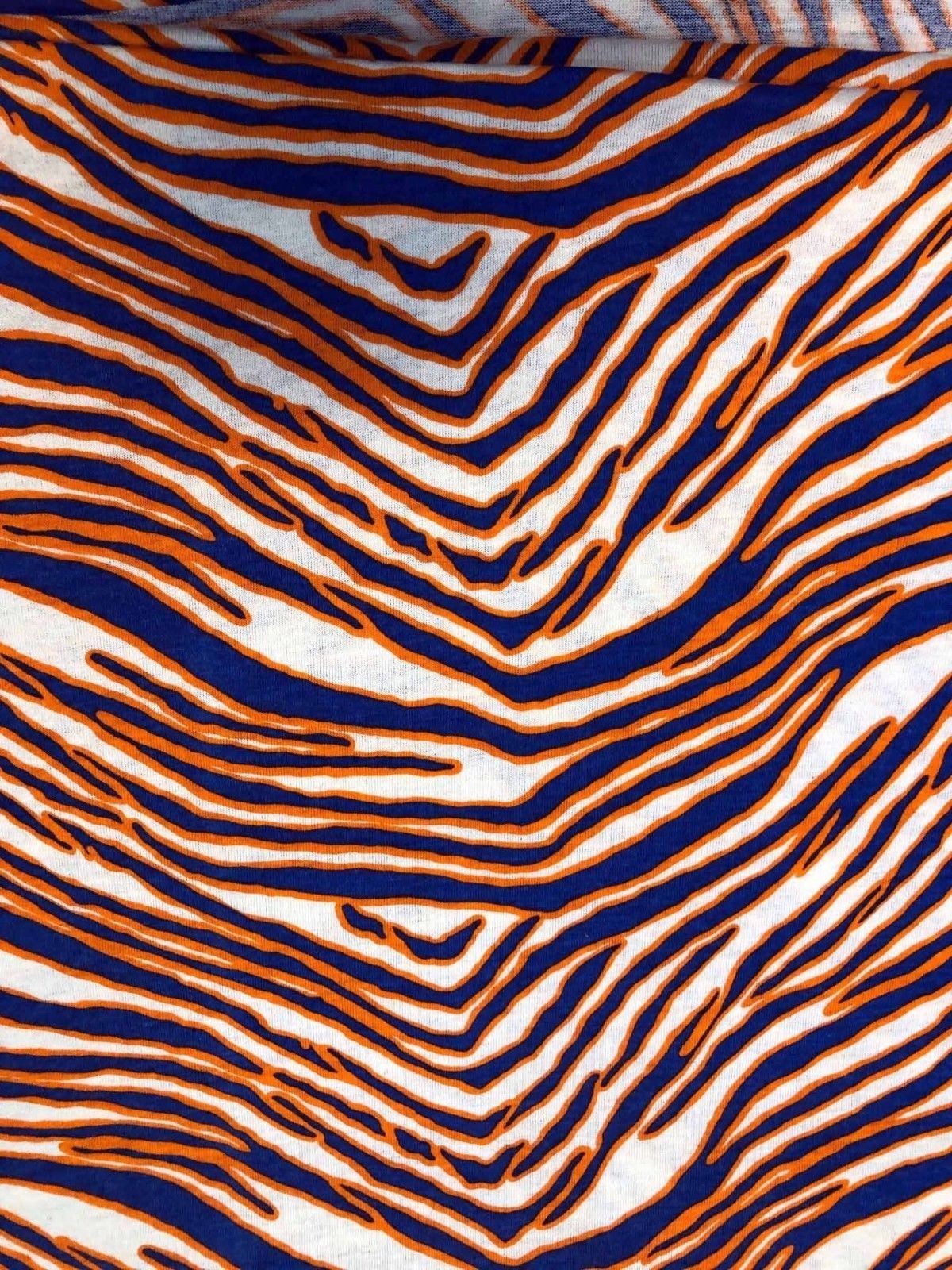 Vintage 90's Zubaz Blue/Orange Zebra Stripe-BRONCOS-4 yds. 64