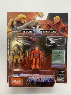 He-Man vs Beast Man Mega Construx MOTU Masters Of The Universe Figures Set New!!