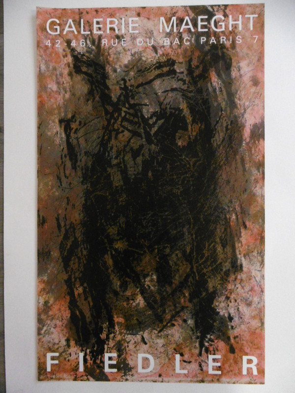 Fiedler  FranÃ§Ois Affiche Originale 1990 Abstrait Slovaquie Hongrie