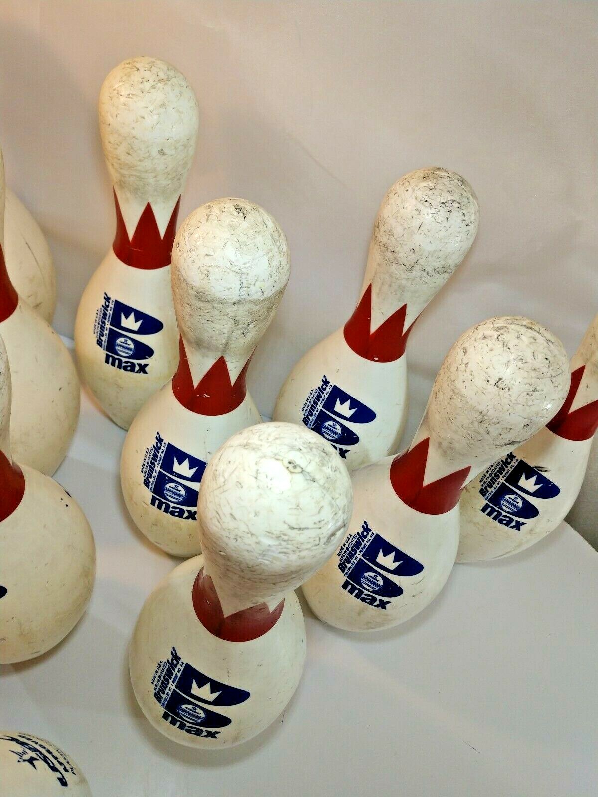 Set-10 Brunswick Max Plastic Coated Crown Bowling Pin USBC Approved Blue & Red