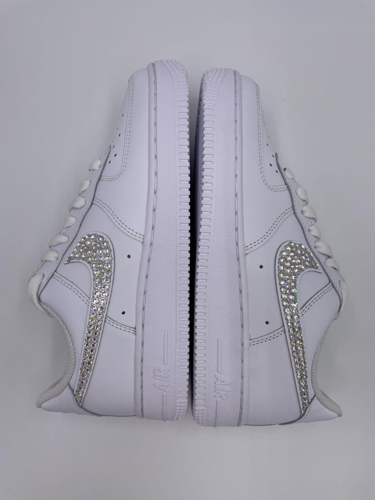 Pre-owned Swarovski Nike Air Force 1 '07 Shoes With  Crystal Bling Shoes In White