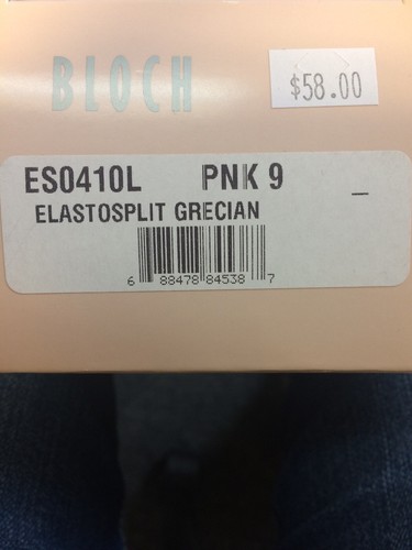 New Bloch Elastosplit Grecian Lyrical Dance Shoe ES0410L 9 Pink