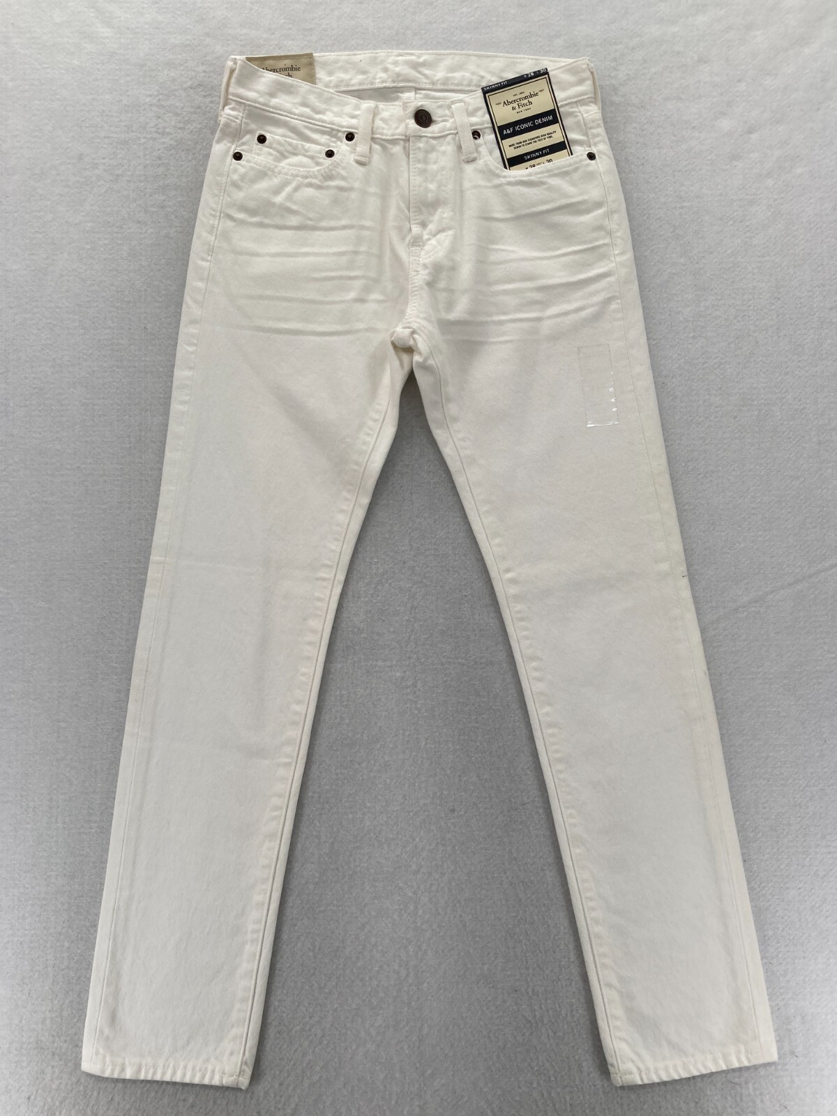Mens 28x30 White Denim Low Rise Pants Nwt