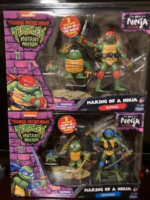 TMNT MUTANT MAYHEM MAKING OF A NINJA LEONARDO & RAPHAEL TARGET EXCLUSIVE GLOW