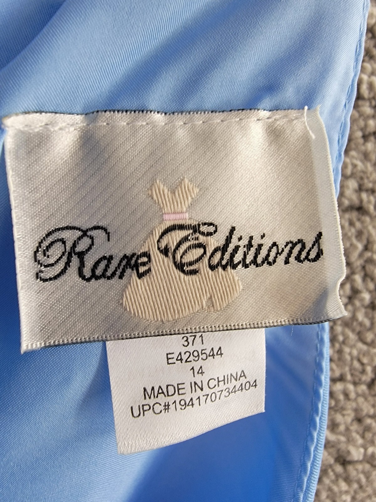 Rare Editions Sleeveless Imitation Pearl Halter Dress Big Girls 14 Blue Back Zip - Picture 8 of 16