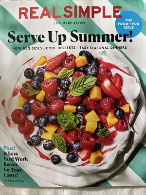 Real Simple July August 2022 Summer BBQ Seasonal dinners lawn yardwork￼