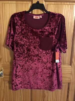 EVRI Women s Shirt 1X Hibiscus Velvety Retail $40 (s-blk-51-21)