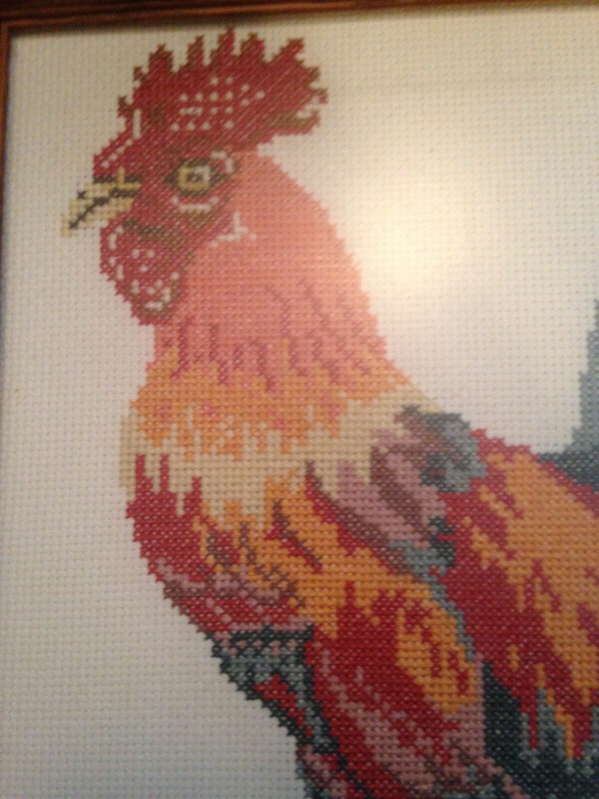 Framed Rooster Wall Hanging Easter tapestry Wall Ornament Needlepoint