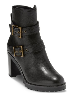 Женские черные ботильоны COLE HAAN с миндалевидным носком и наборным каблуком на молнии 5 B