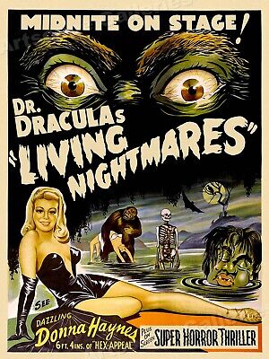 1950s Dracula’s Living Nightmares Classic Sci-Fi Monster Movie Poster - 24x32