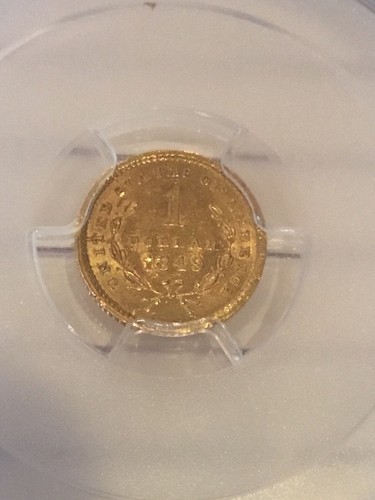 $1G One Dollar Gold Piece 1849 Open Wreath AU