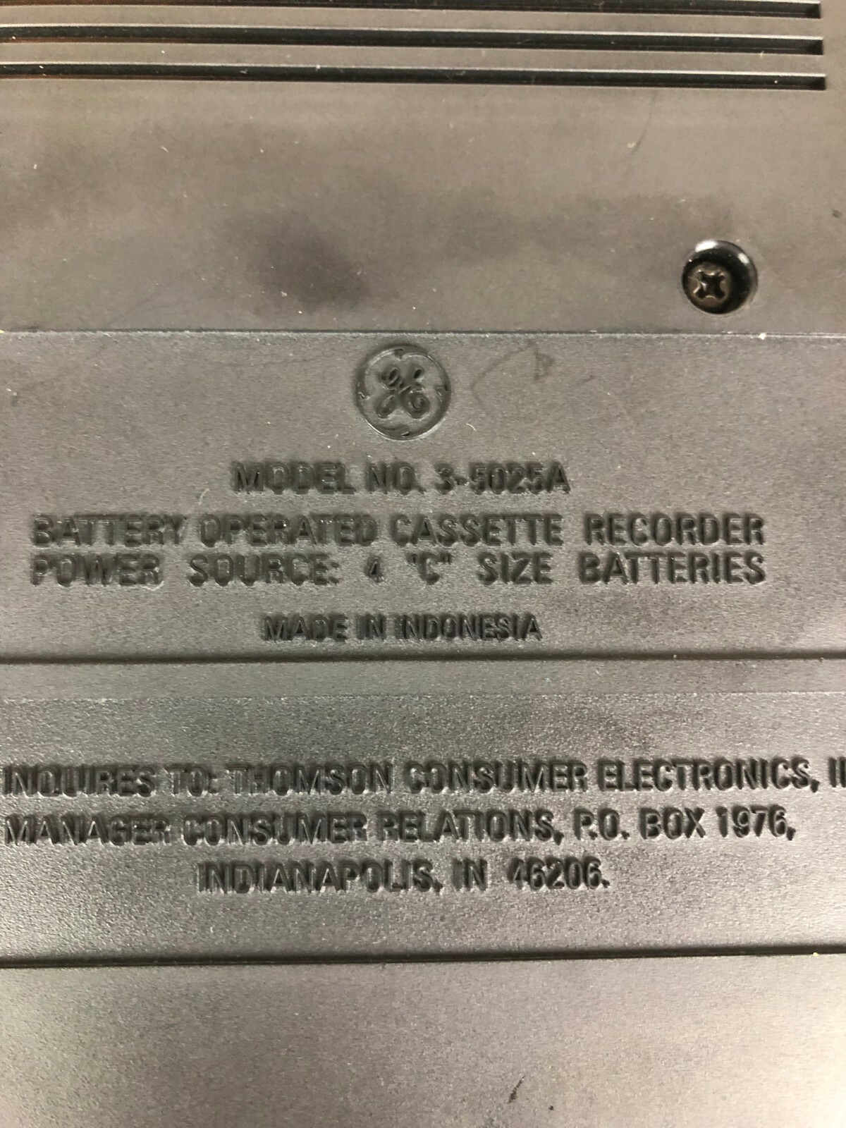 GE General Electric Desktop Cassette Recorder Model 3-5025A