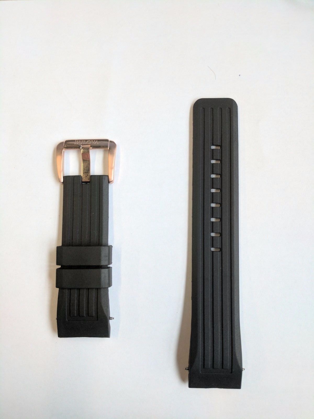 Bulova Men's 98B152 Black Rubber Band Watch Strap Rose Gold Bulova Men's 98B152 Black Rubber Band Watch Strap Rose Gold