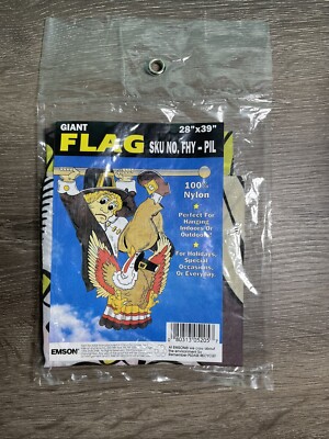 NOS VTG Emson Giant Flag 28x39 Funny Thanksgiving Flag Outdoors Pole Fall Garden