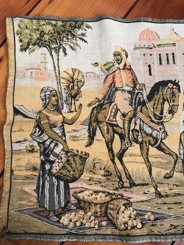 VINTAGE MIDDLE EASTERN Or NORTH AFRICAN SCENE TAPESTRY MADE IN BELGIUM