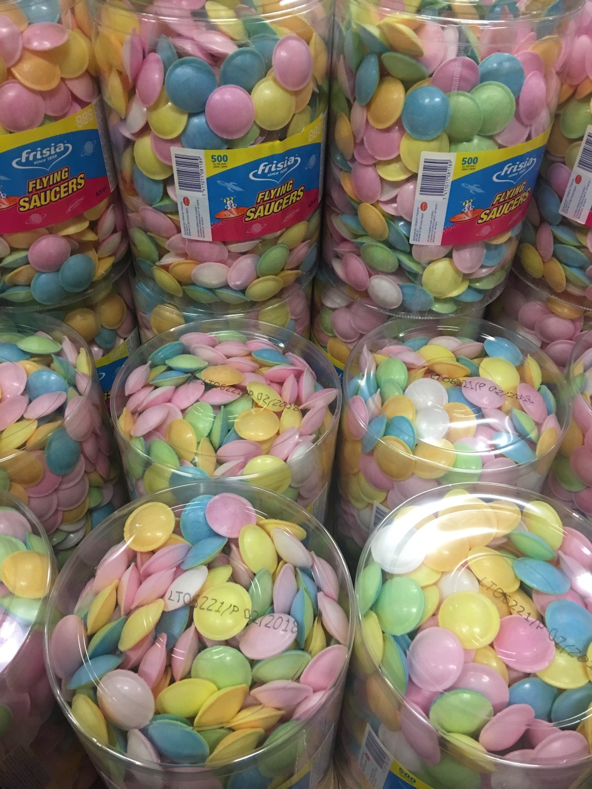 Frisia Flying Saucers Tub Of 500 Ufo Sweets Sherbet Filled Children S Party Ebay