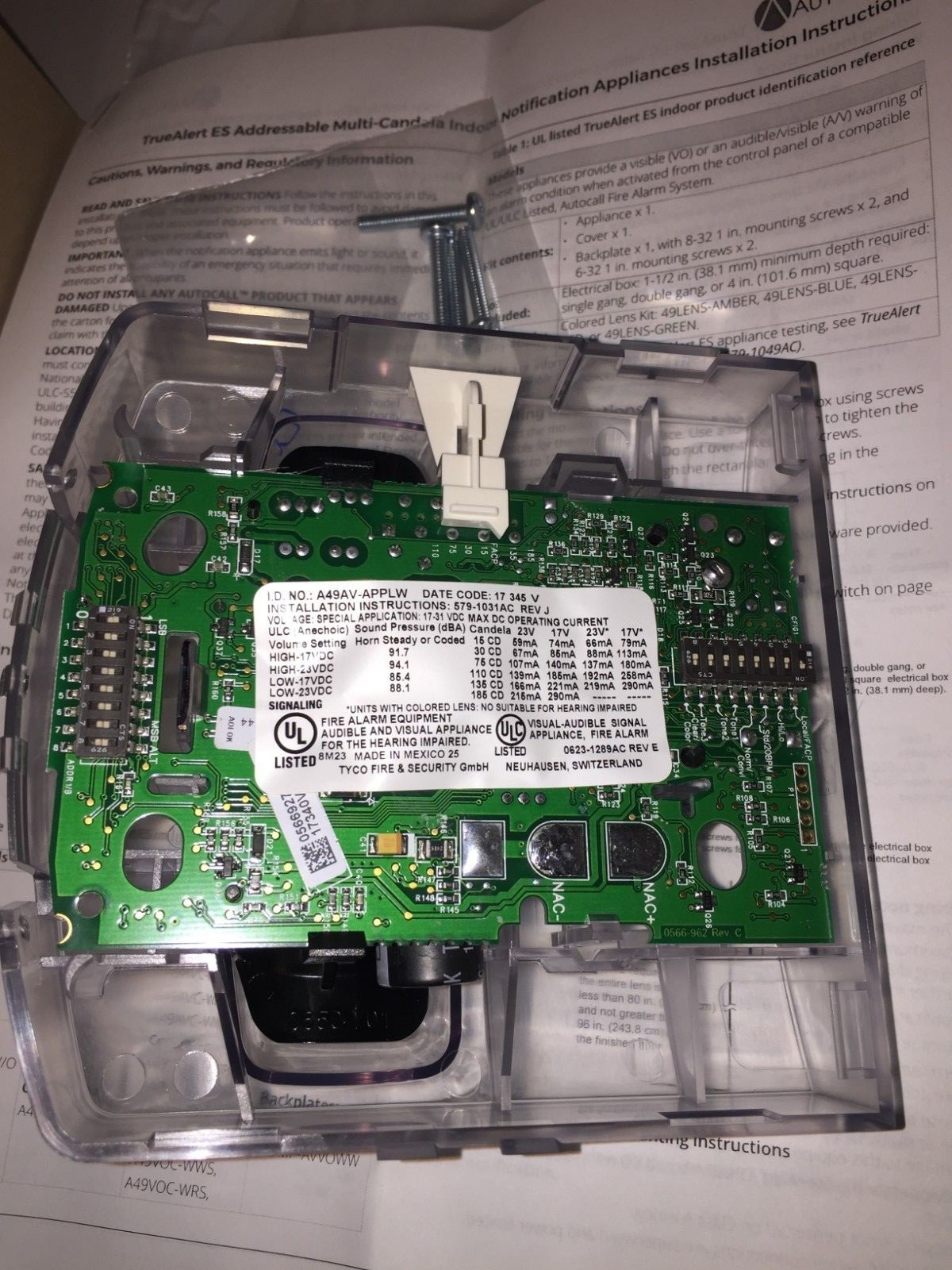 Tyco Fire & Security A49AV-APPLW AV Appliance Only Wall White PN07431088AC