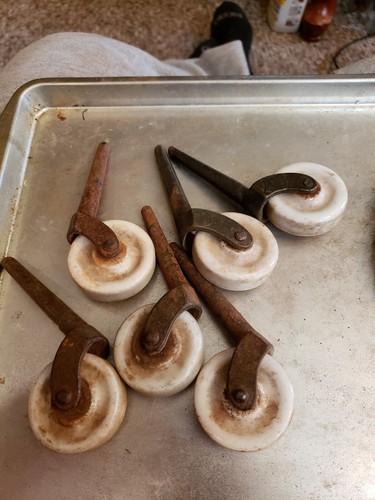 Vintage White Porcelain Ceramic Casters Set of 6