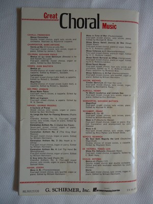 GLORIA Antonio Vivaldi SCHIRMER 1973 Four-Part Chorus Organ Piano Song Book VTG