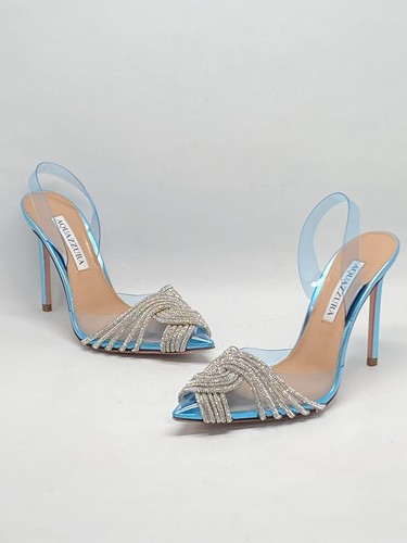AQUAZZURA シルバーウェッジサンダル 35.5 Wow Crystal Wedge 95 SILVER Aquazzura@ Official