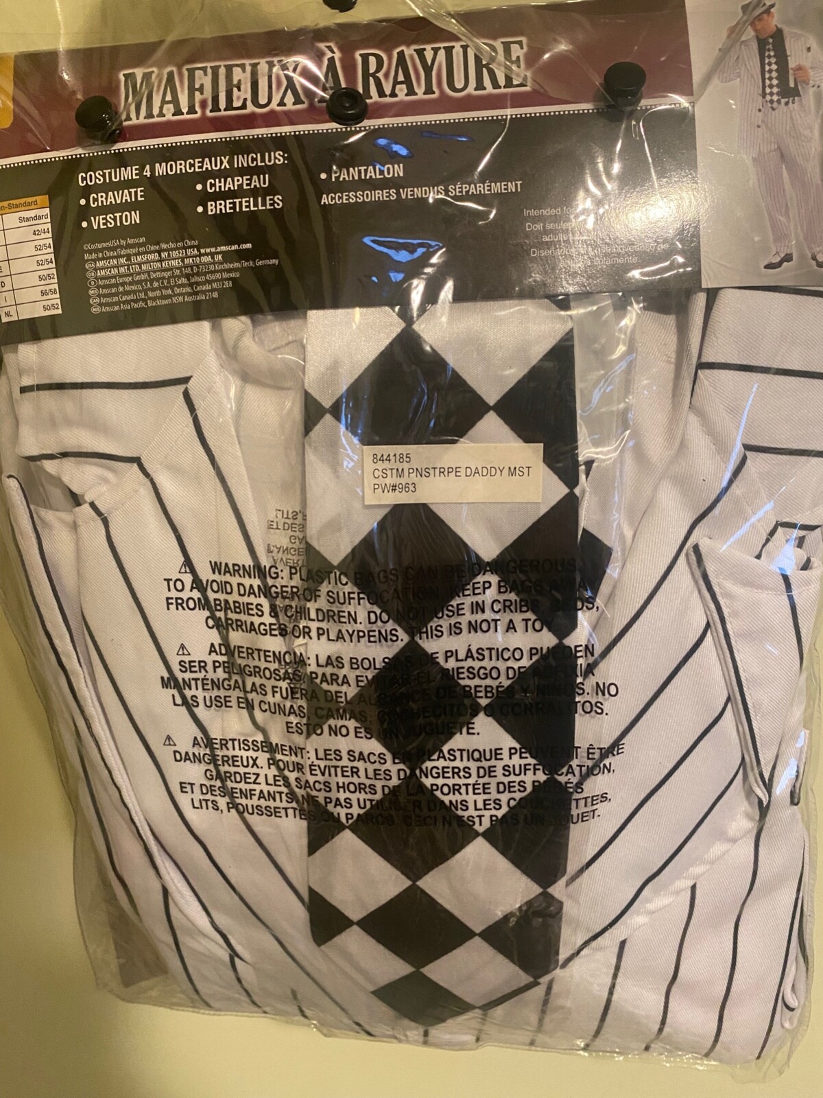 Pinstripe Daddy Gangster Suit Halloween Costume Mens Adult Standard (NO HAT)