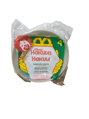 McDonald s Toy Disney s Hercules Whistling Discus NIP 1997 5.5 Diameter