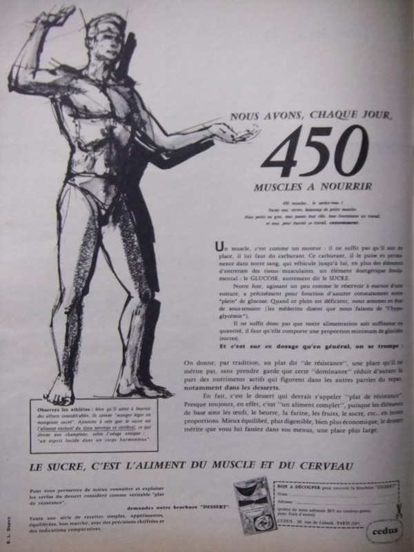 PublicitÃ 1958 Le Sucre L'Aliment Du Muscle Et Du Cerveau - Cedus - Advertising