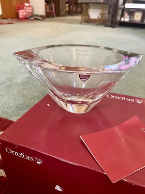 ORREFORS Oval Bowl MARIN by Jan Johansson W/Box 6.5''WD