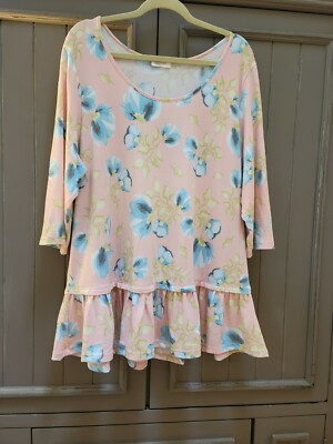 Chic Soul.com Be Soul Soft Pink Floral Peplum Top 2x