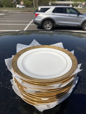 Set 13 OVINGTON BROTHERS Lenox Nippon GOLD EMBOSSED Bread Plates 6.25 