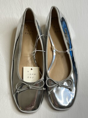 Women's Joy Ballet Pumps - A New Day Silver Size 6