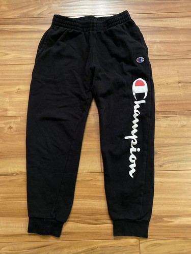 Champion Boys Joggers Black Elastic Sweats Sweatpants Youth