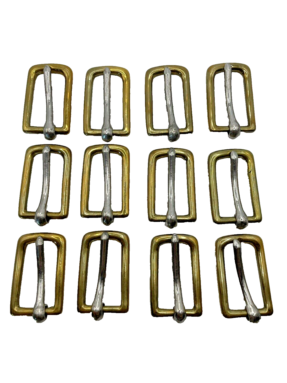 Horse Tack Set of 12 North & Judd 7/8" Two Toned Long Belt Buckles
