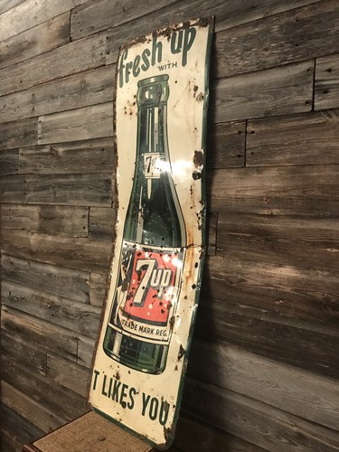 Vintage 7Up Bottle Sign Advertising 7Up Sign