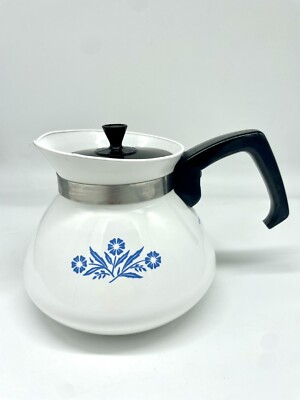 Vintage Corning Ware 6 Cup Tea Pot Cornflower Blue Corelle Coffee & Lid P-104