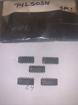 5x 74LS03N, Quad. 2-input NAND Gates with Open Collector, 74LS03 IC, NSC