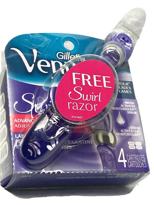 GILLETTE VENUS SWIRL HANDLE AND 4 CARTIDGES