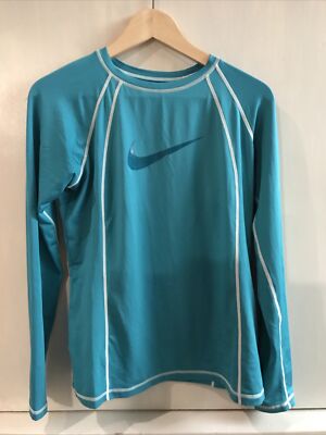 NIKE Womens Swim Hydro SPF50+ Long Sleeve Green Swim Top Size M