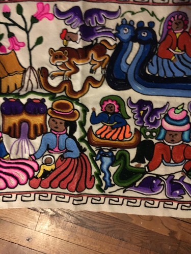 Peruvian Tapestry 38” X 27” Family Scene