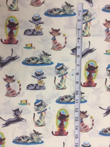 Michael Miller FUNNY CATS  Cotton Fabric Retro Inspired Kitty D#CS4054 1/2 Yard